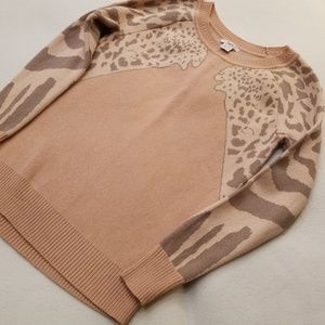 GIFTED Bar III  Macy's Leopard Pullover Sweater Peach S